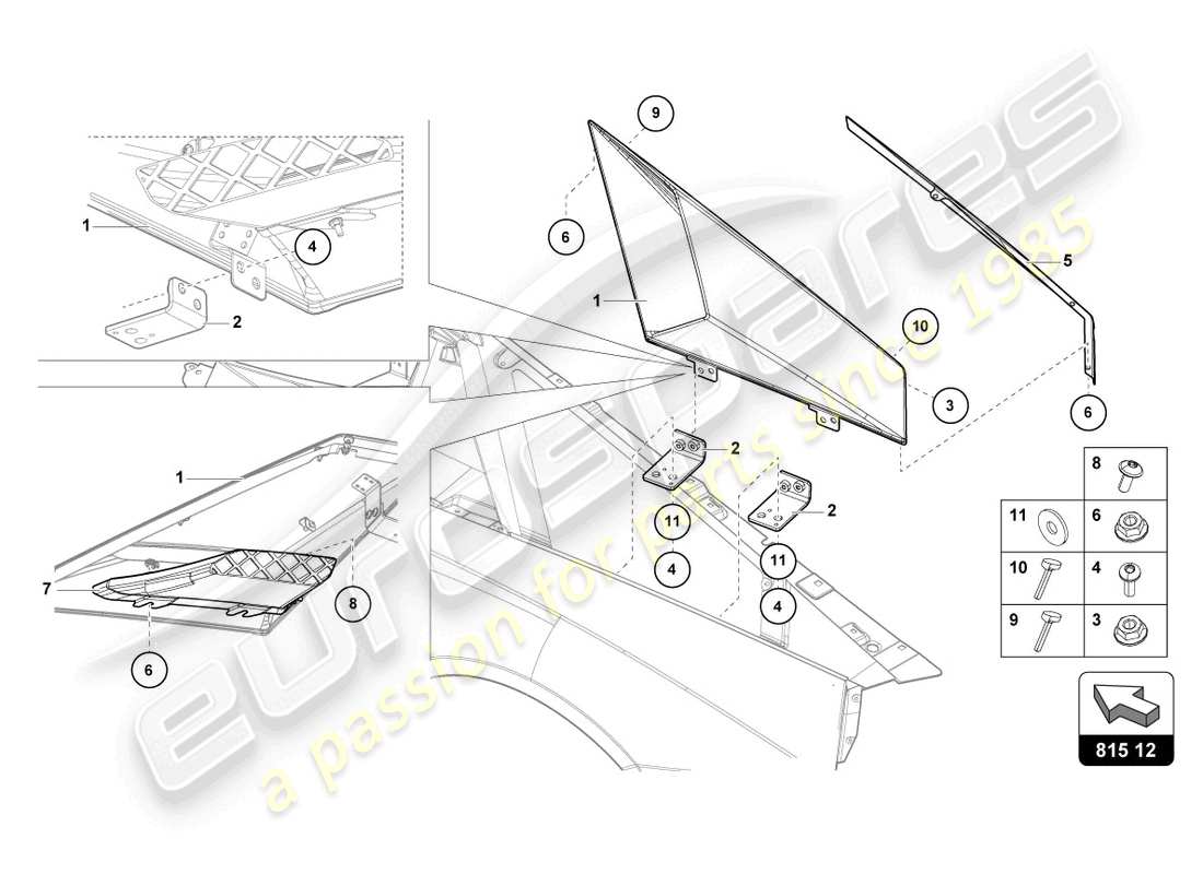 a part diagram from the lamborghini lp740-4 s coupe (2018) parts catalogue