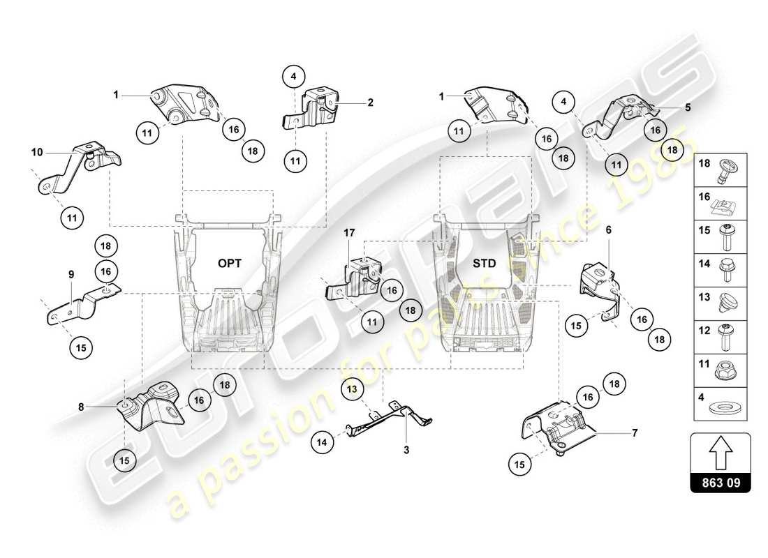 a part diagram from the lamborghini lp610-4 coupe (2018) parts catalogue