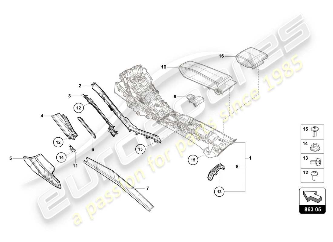 a part diagram from the lamborghini lp610-4 coupe (2017) parts catalogue