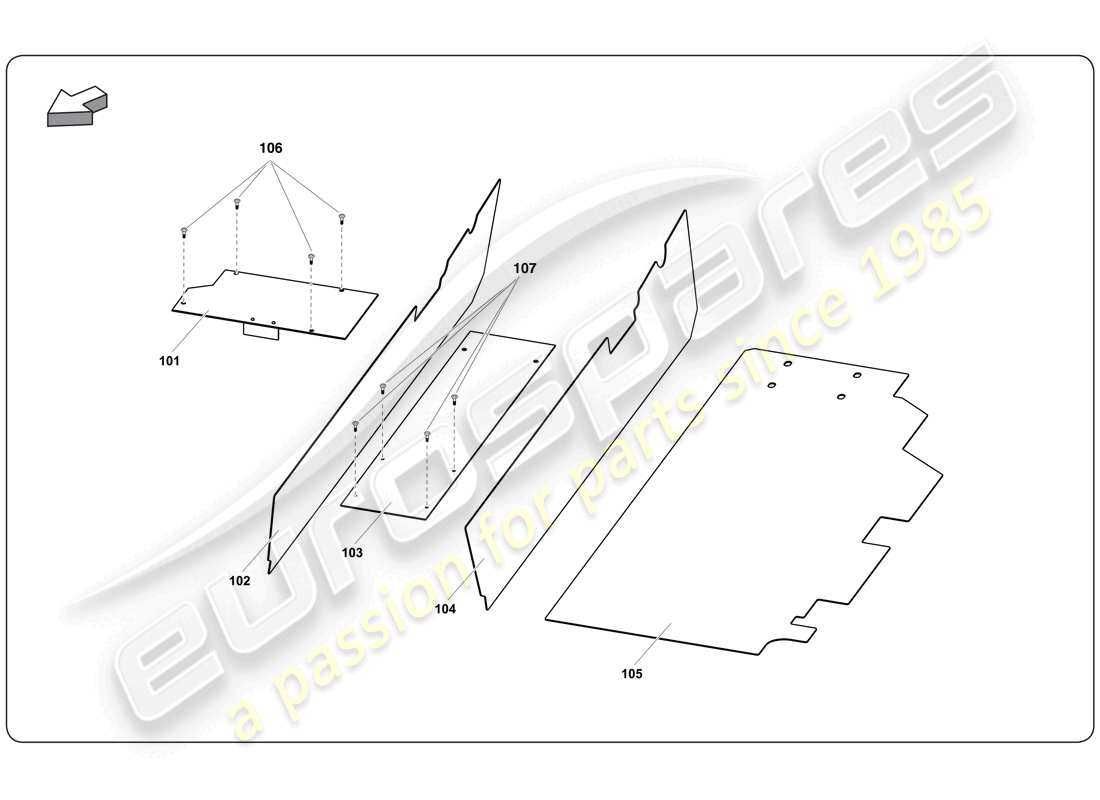 a part diagram from the lamborghini super trofeo (2009-2014) parts catalogue