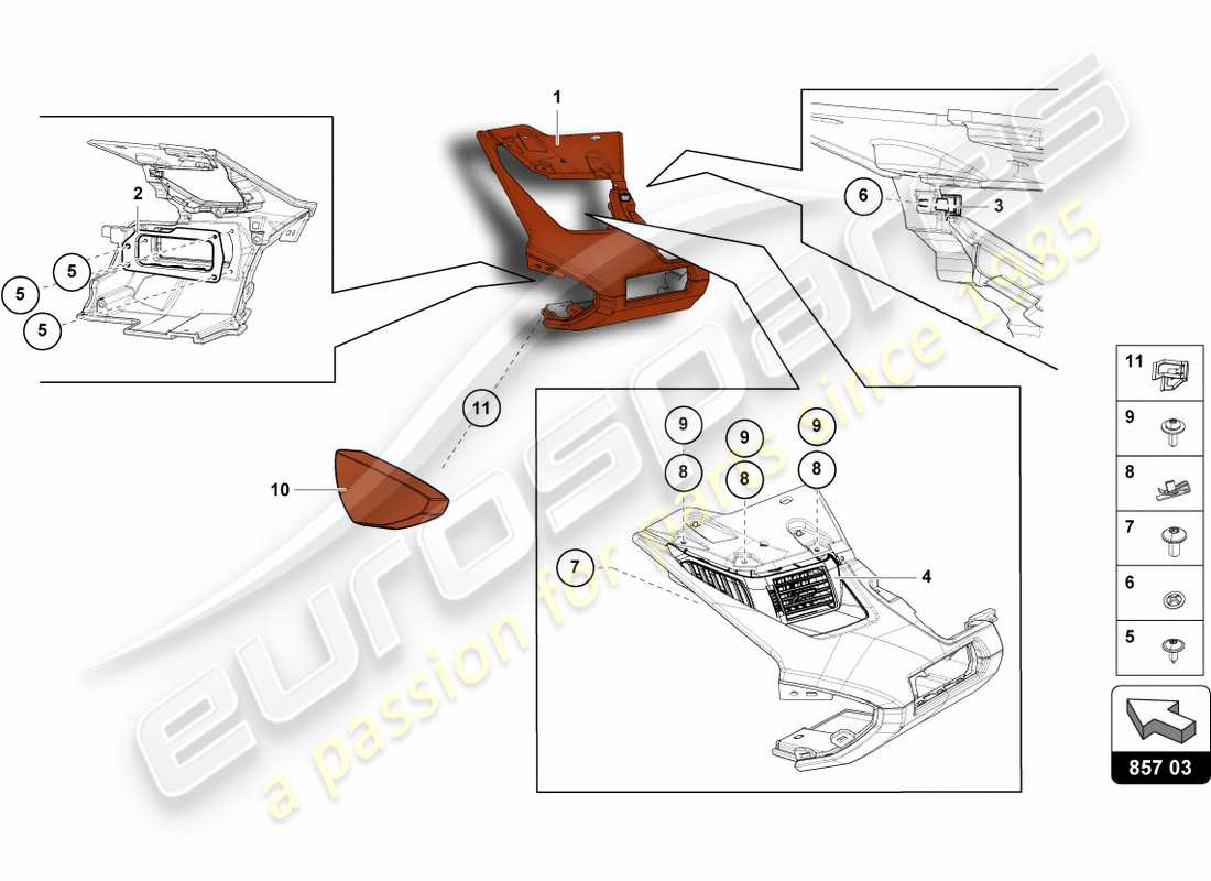 a part diagram from the lamborghini lp700-4 coupe (2012) parts catalogue