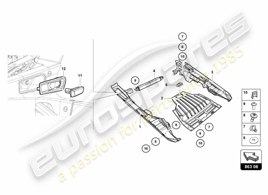 a part diagram from the lamborghini lp600-4 zhong coupe (2015) parts catalogue
