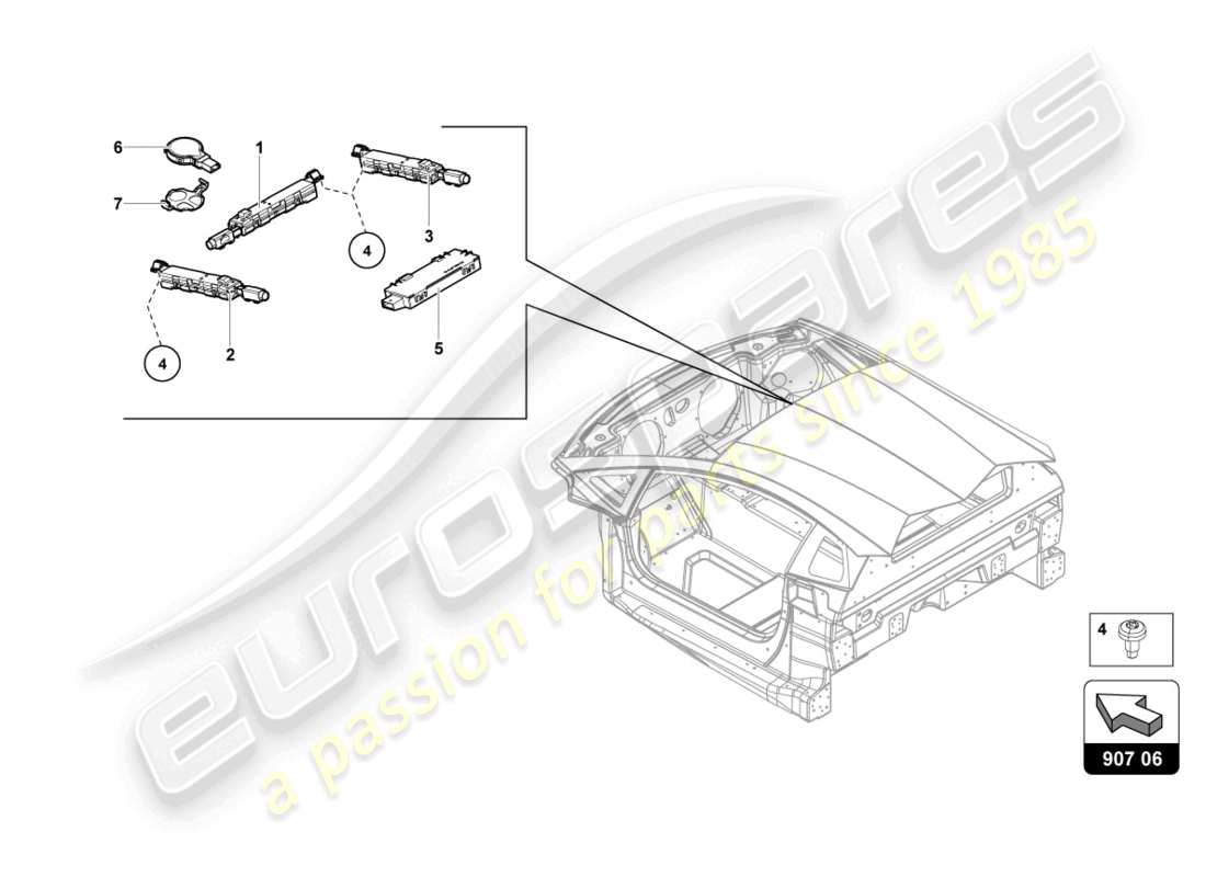 a part diagram from the lamborghini aventador lp770-4 svj parts catalogue