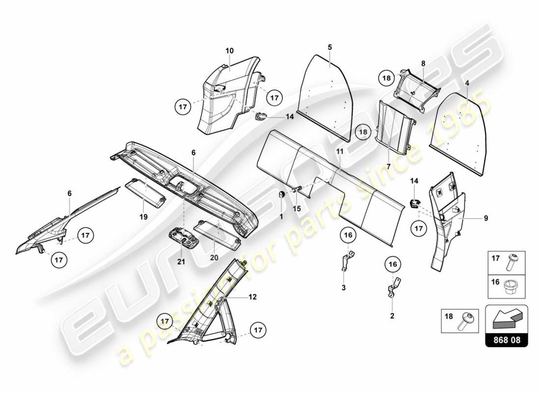 a part diagram from the lamborghini centenario parts catalogue