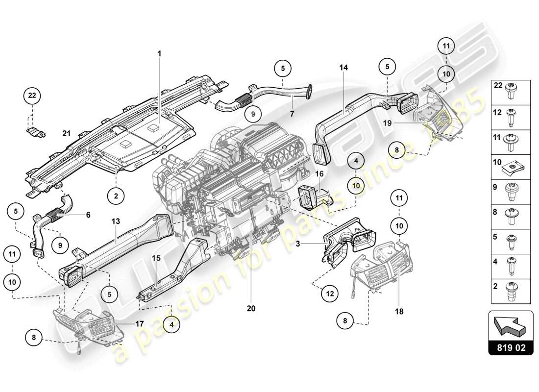 a part diagram from the lamborghini aventador lp720-4 parts catalogue