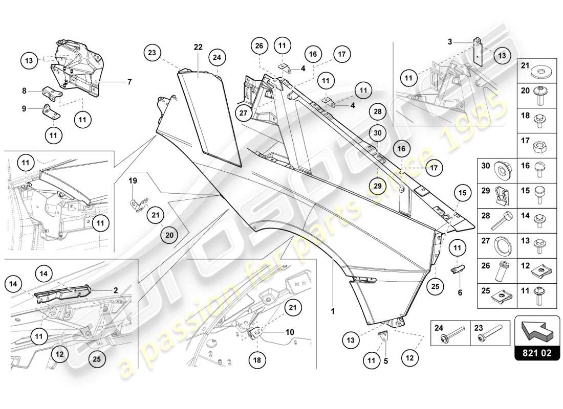 a part diagram from the lamborghini aventador lp720-4 parts catalogue
