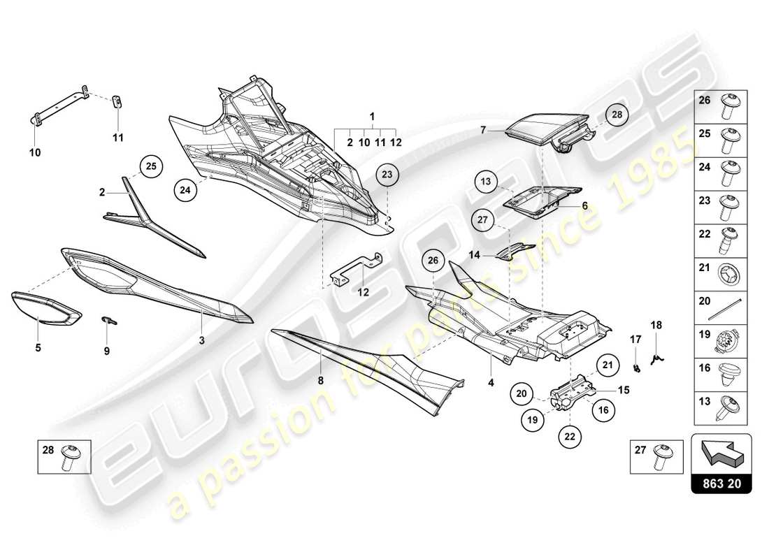 a part diagram from the lamborghini sian parts catalogue