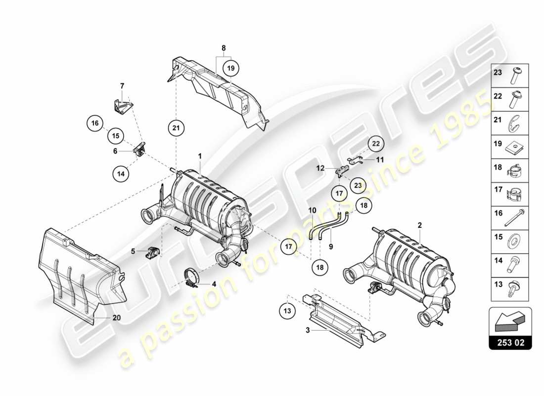 a part diagram from the lamborghini centenario roadster (2017) parts catalogue