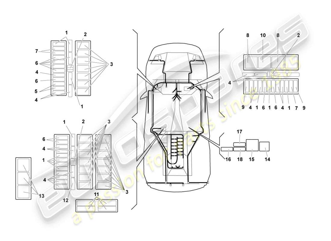 a part diagram from the lamborghini murcielago coupe (2002) parts catalogue