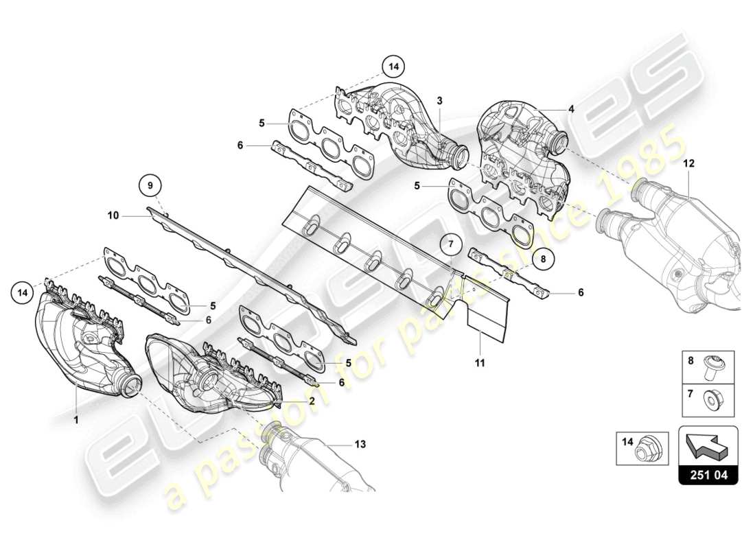 lamborghini lp770-4 svj roadster (2020) exhaust system parts diagram