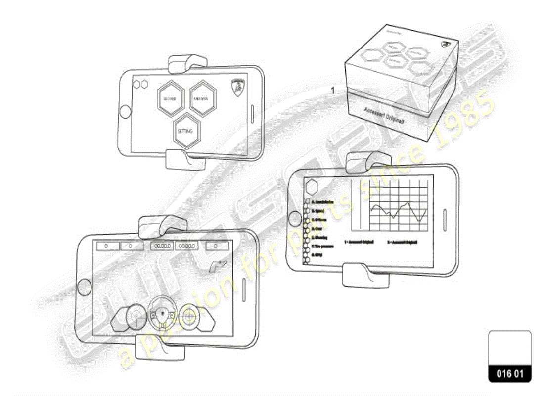 lamborghini accessories (lp600-4 zhong coupe) electrical parts for video recording and telemetry system 'track & play' part diagram