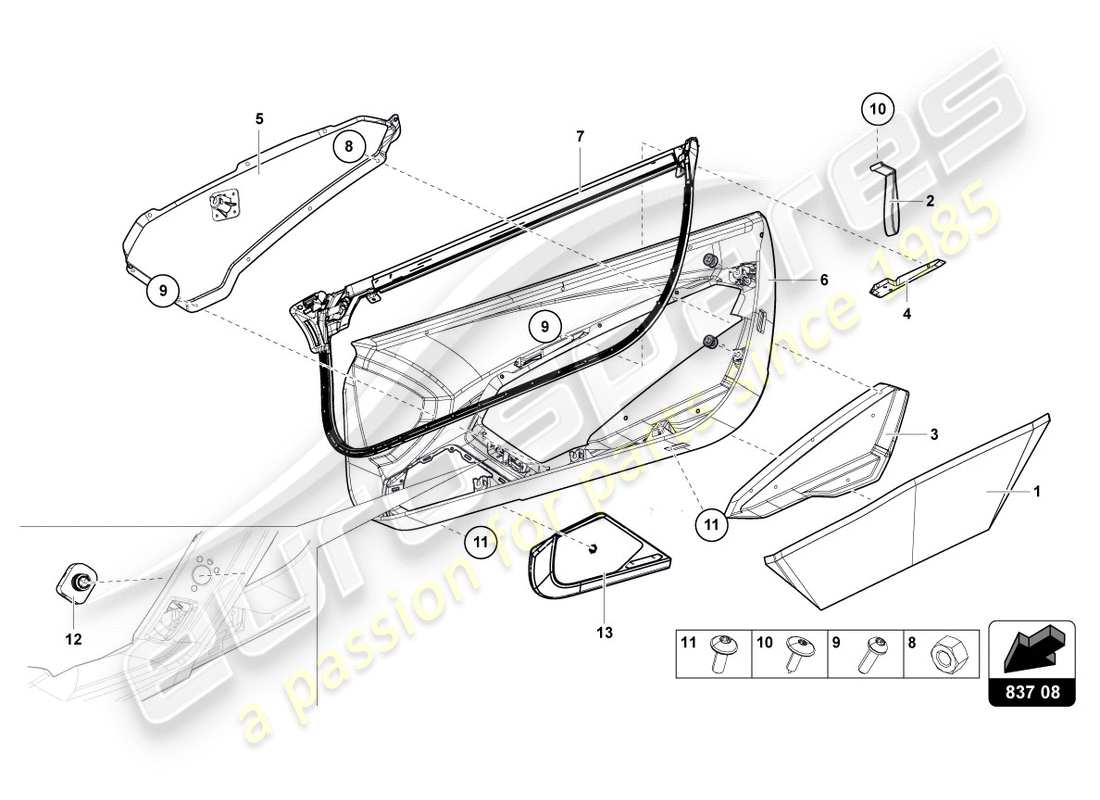 a part diagram from the lamborghini centenario coupe (2017) parts catalogue
