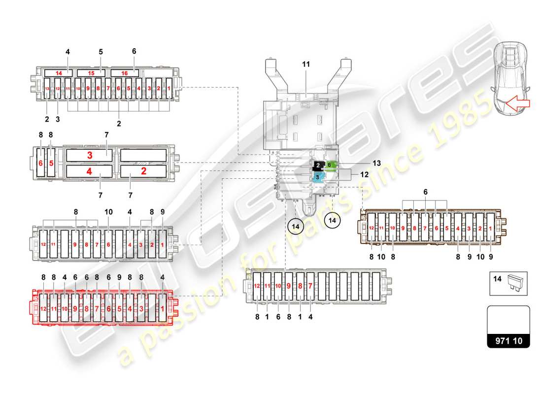 a part diagram from the Lamborghini LP610-4 Coupe (2019) parts catalogue