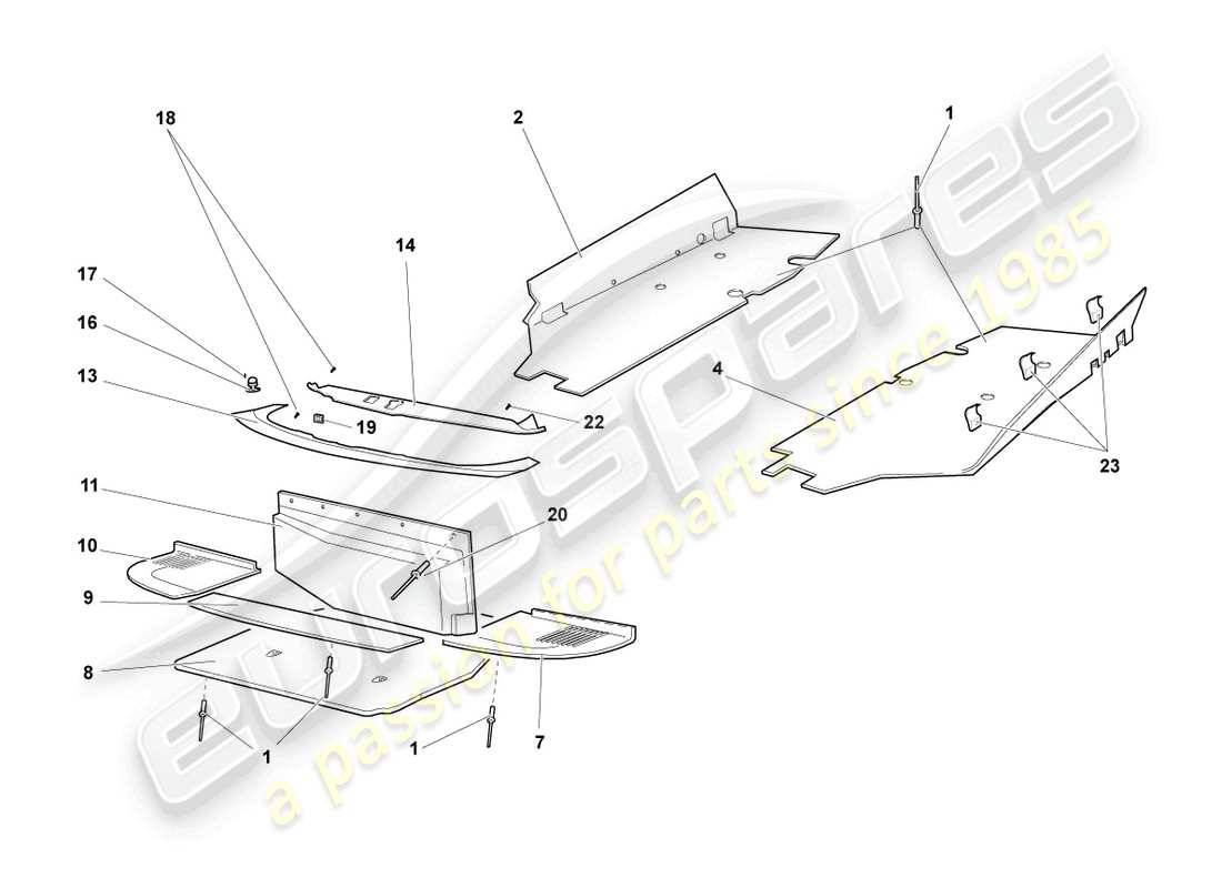 a part diagram from the lamborghini murcielago coupe (2004) parts catalogue