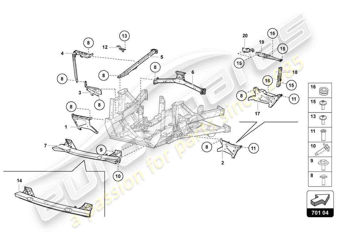 lamborghini 2014 (lp720-4 coupe 50) trim frame rear part part diagram
