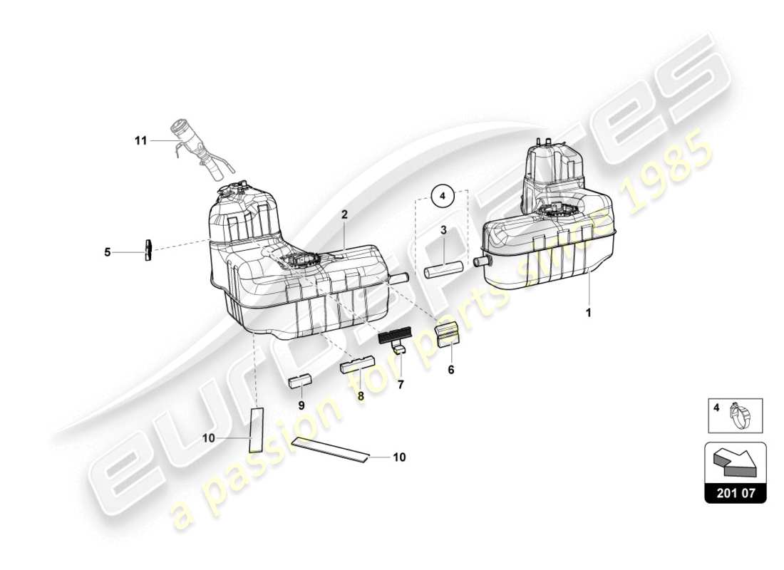 lamborghini evo spyder 2wd (2020) fuel tank parts diagram