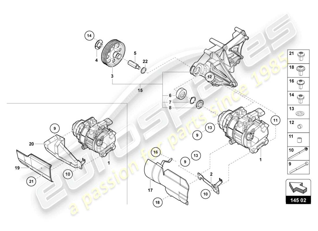 lamborghini lp700-4 roadster (2014) a/c compressor parts diagram