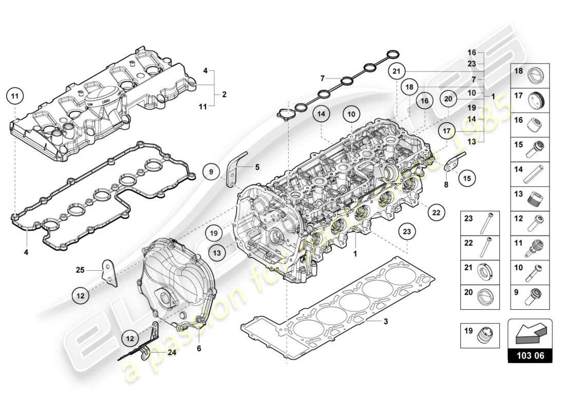lamborghini lp580-2 coupe (2016) complete cylinder head parts diagram