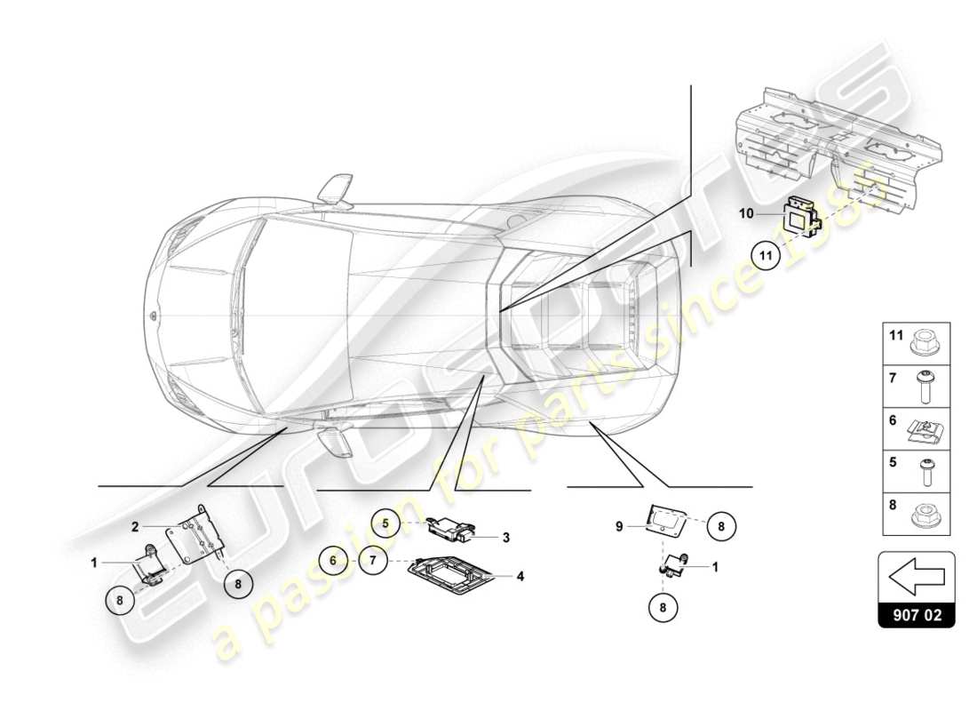 lamborghini evo spyder (2020) pushbutton for tyre pressure warning parts diagram