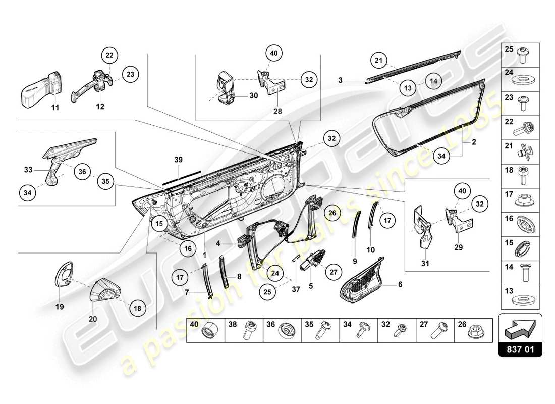 lamborghini 2020 (evo spyder) doors part diagram
