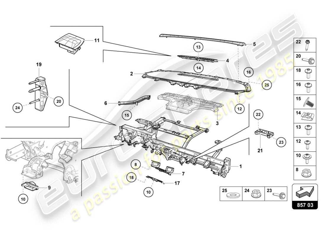 lamborghini lp610-4 coupe (2017) dashboard part diagram