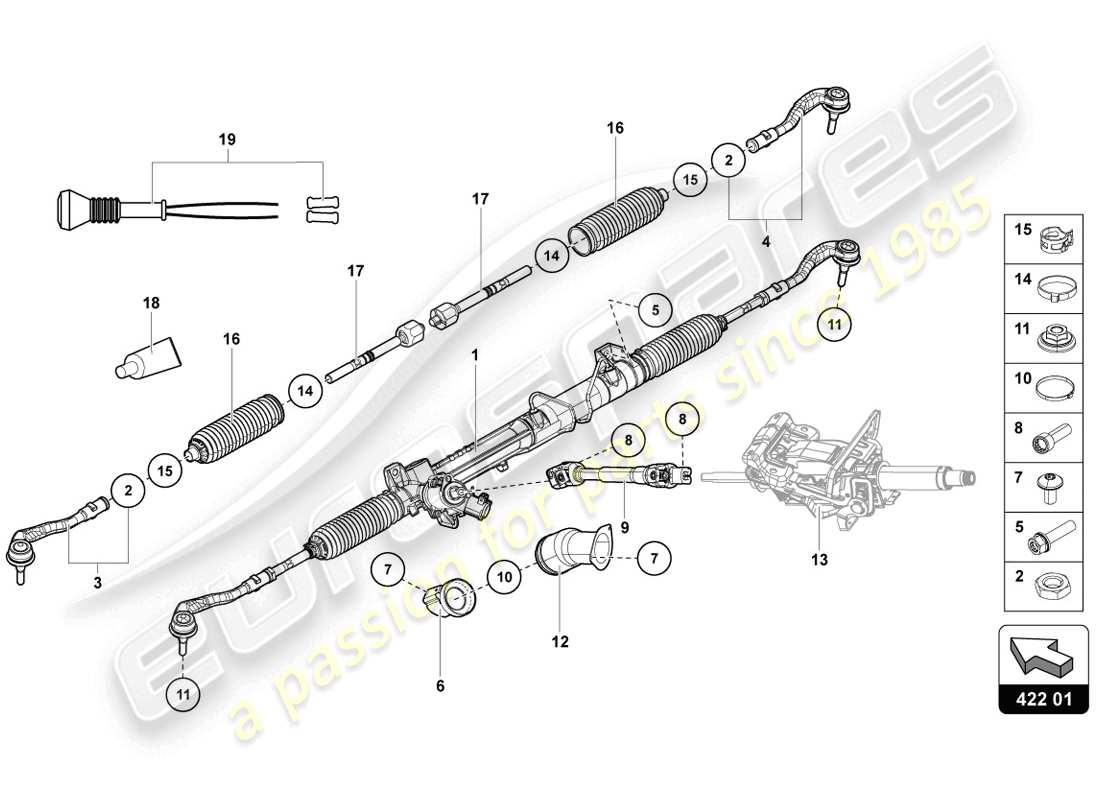 lamborghini lp720-4 coupe 50 (2014) steering rod parts diagram