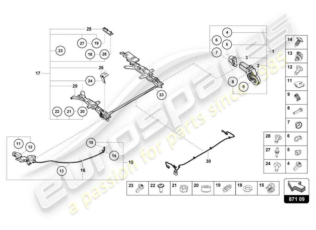 lamborghini evo spyder (2020) sliding roof motor parts diagram