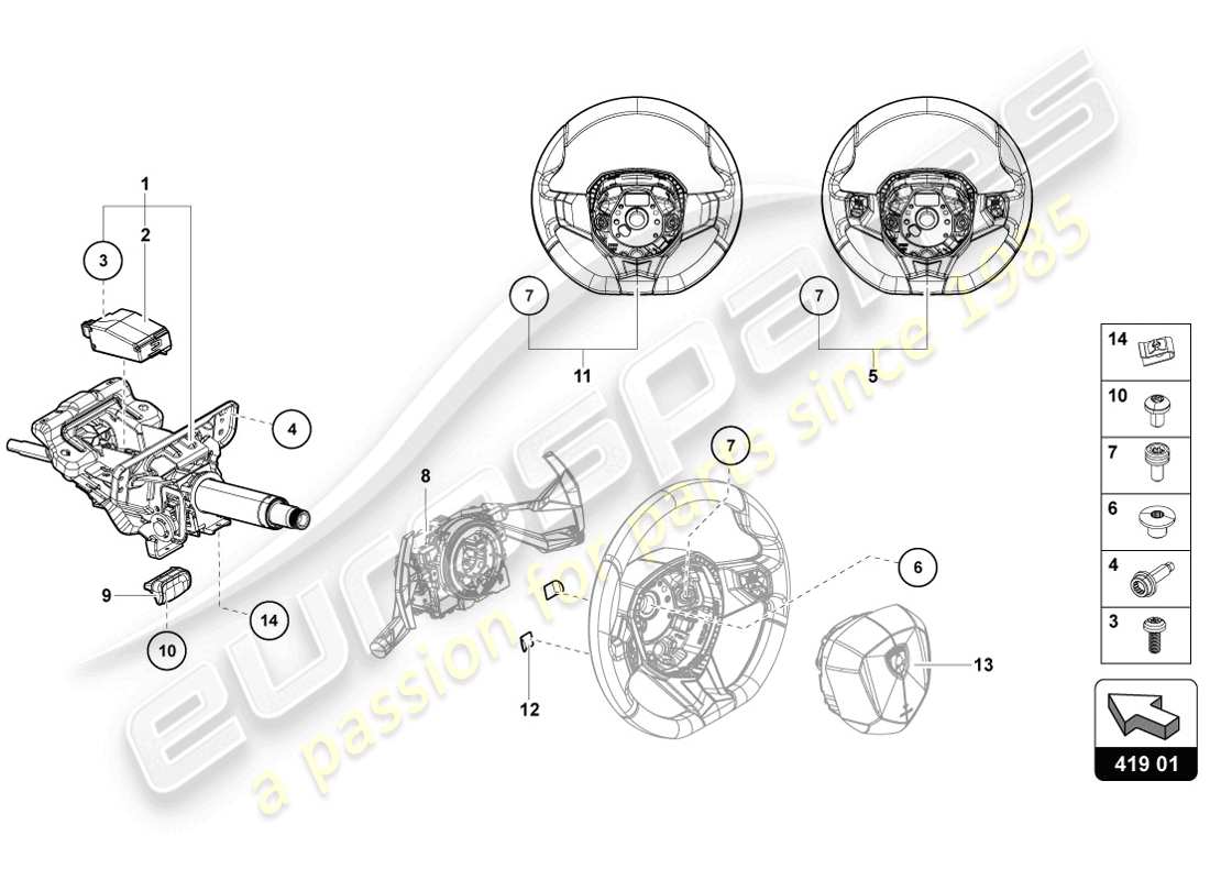 lamborghini lp720-4 coupe 50 (2014) steering system parts diagram