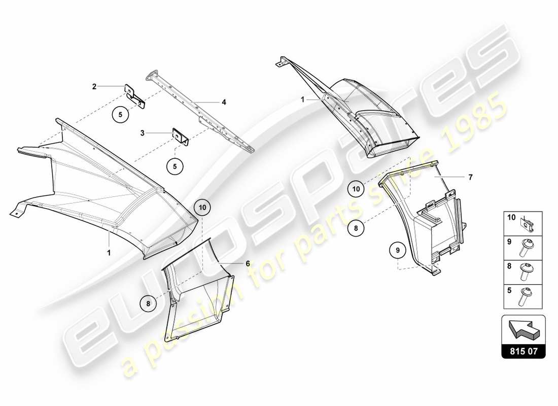 lamborghini centenario coupe (2017) air duct cardboard rear parts diagram
