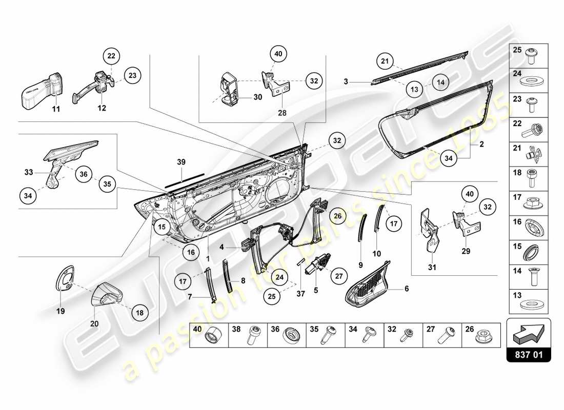 lamborghini lp610-4 avio (2016) doors parts diagram