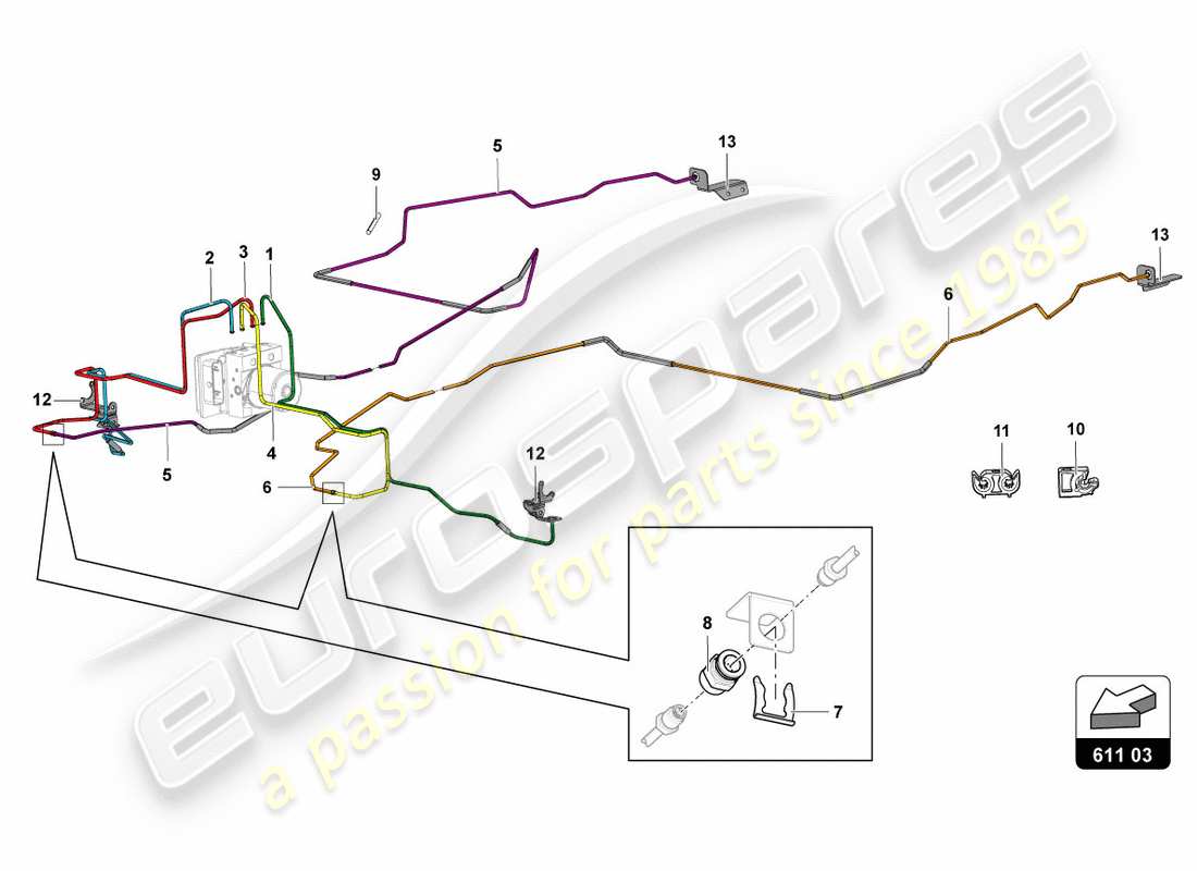 lamborghini centenario coupe (2017) brake servo, pipes and vacuum system parts diagram