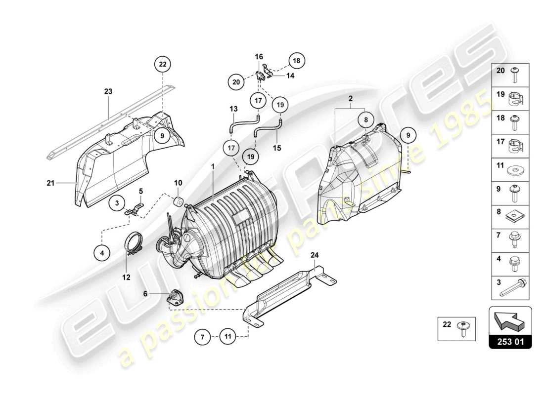 lamborghini 2017 (lp750-4 sv roadster) silencer with catalyst part diagram