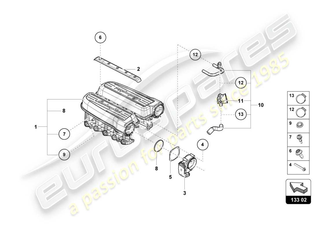 lamborghini 2017 (lp580-2 spyder) intake manifold part diagram