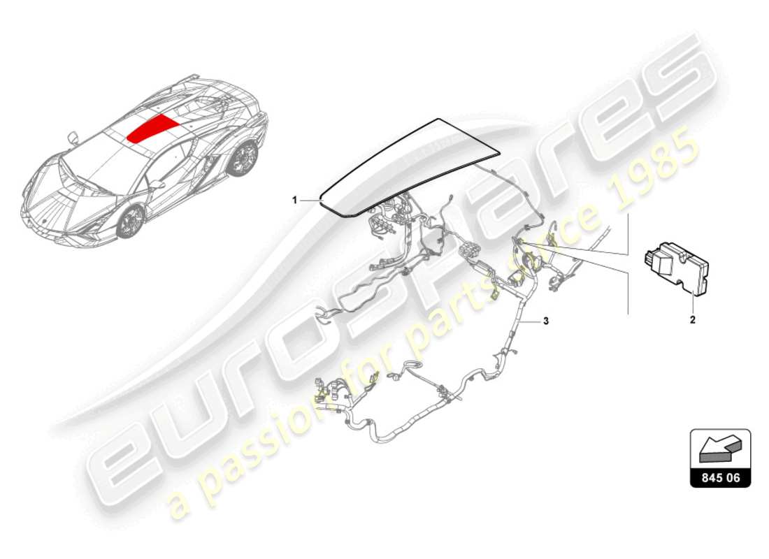 lamborghini sian (2021) roof window parts diagram