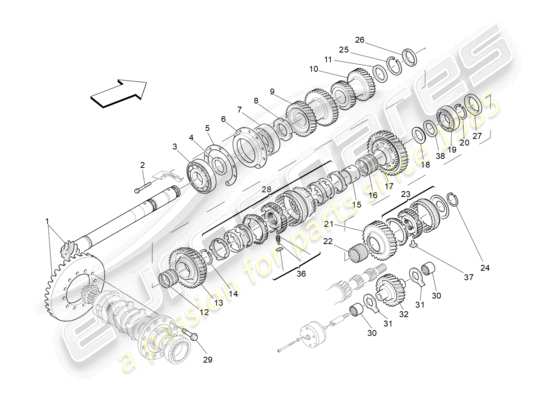 a part diagram from the maserati granturismo mc stradale (2011) parts catalogue