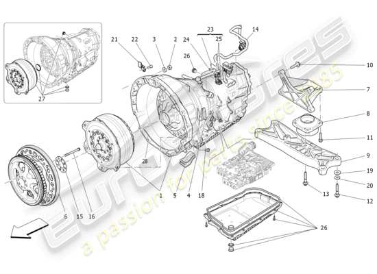 a part diagram from the maserati quattroporte m156 (2017 onwards) parts catalogue