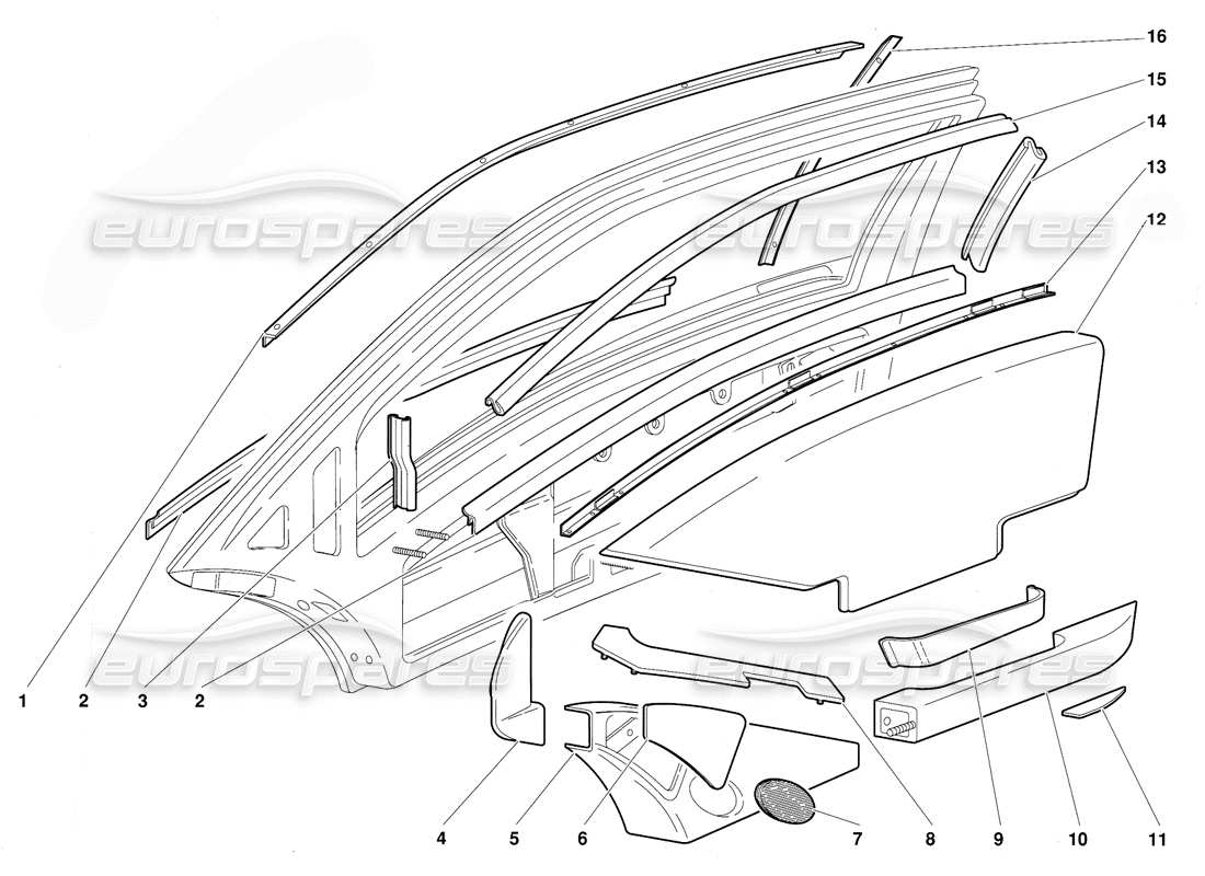a part diagram from the Lamborghini Diablo (1991) parts catalogue