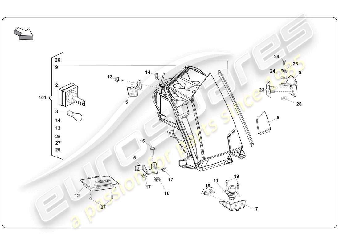 a part diagram from the lamborghini gallardo parts catalogue