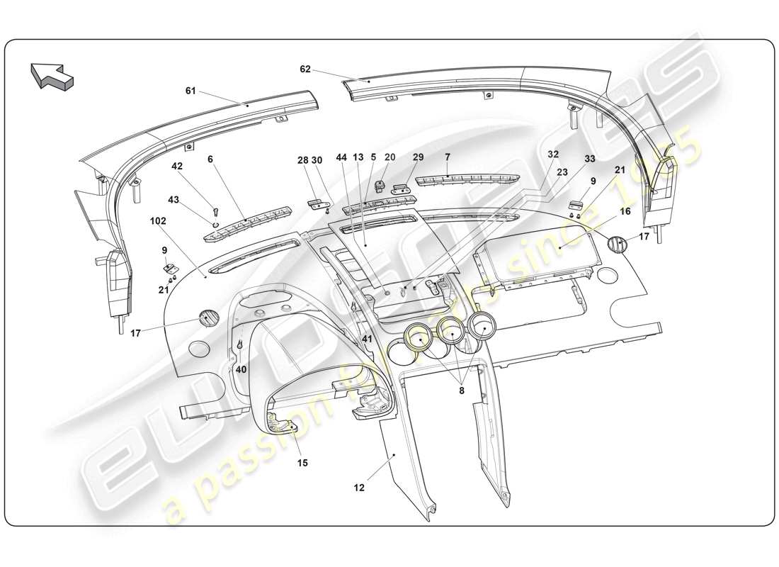 a part diagram from the Lamborghini Super Trofeo (2009-2014) parts catalogue