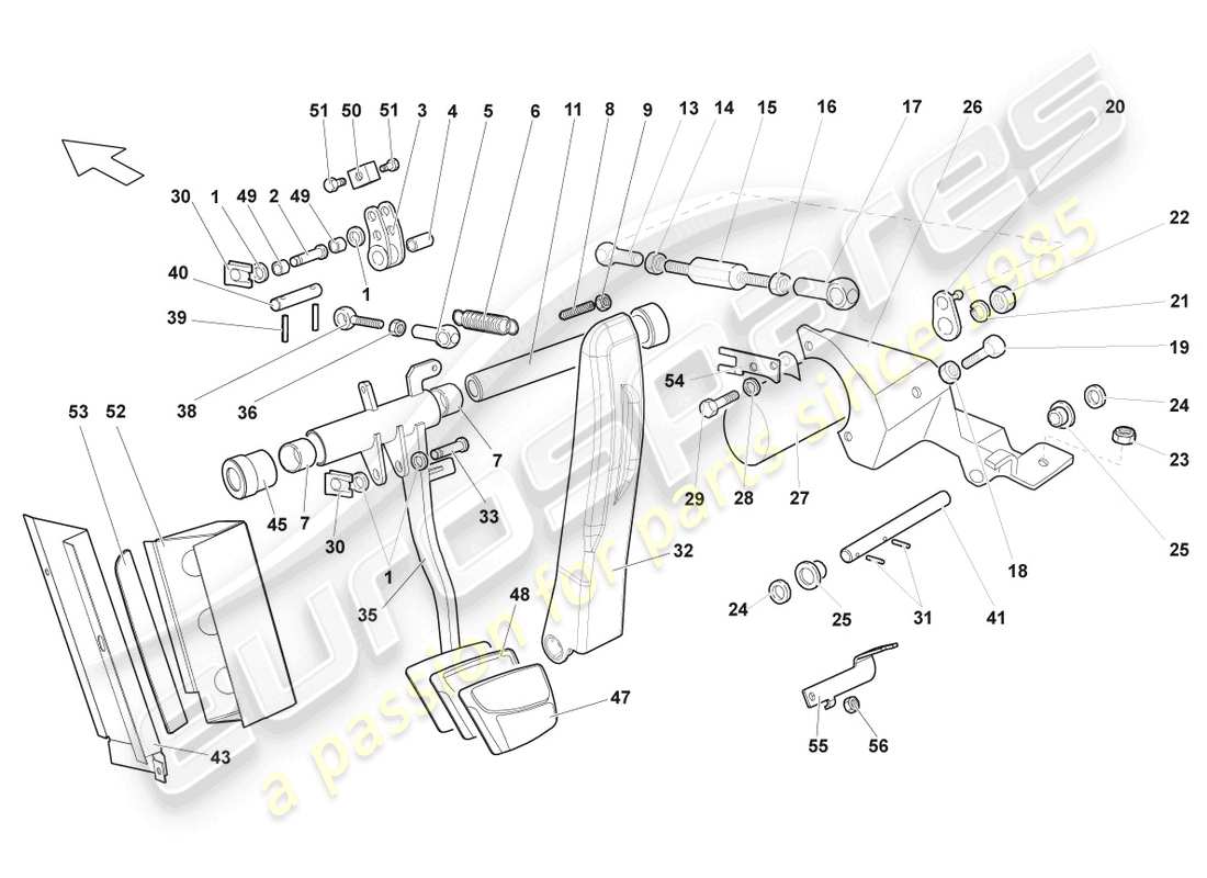 a part diagram from the lamborghini murcielago roadster (2006) parts catalogue