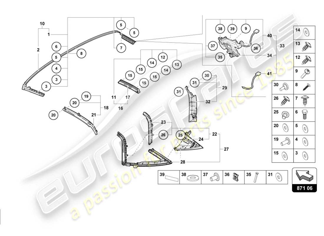 a part diagram from the lamborghini huracan evo parts catalogue