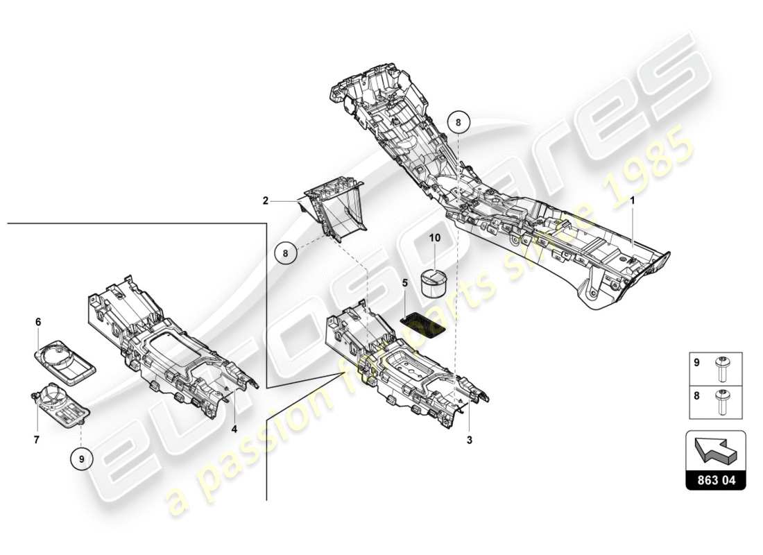 a part diagram from the lamborghini lp610-4 spyder (2017) parts catalogue