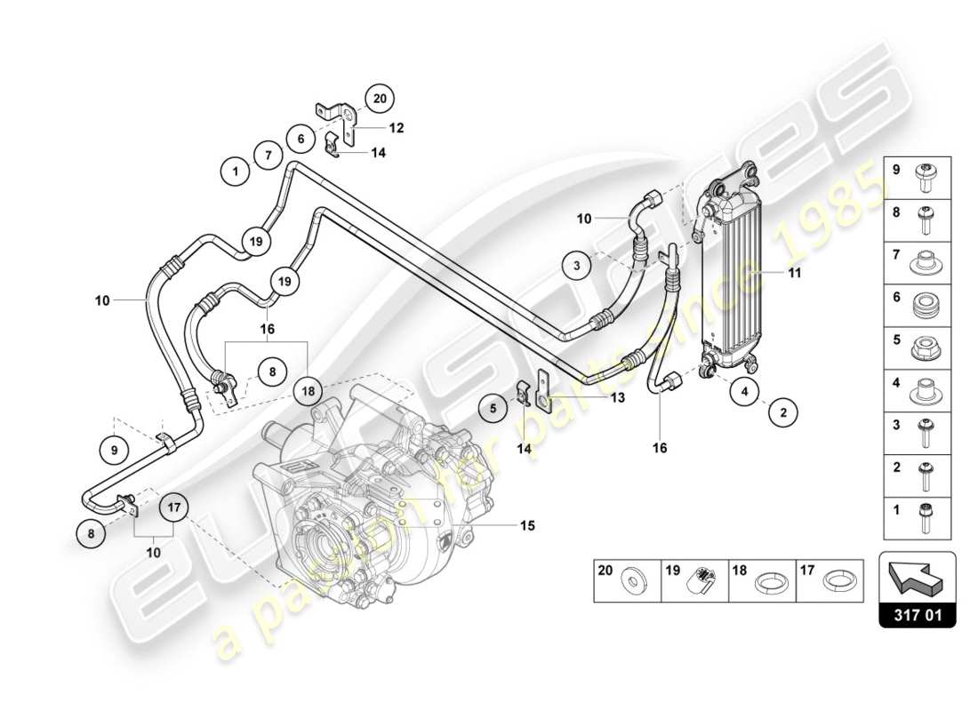 a part diagram from the lamborghini centenario parts catalogue