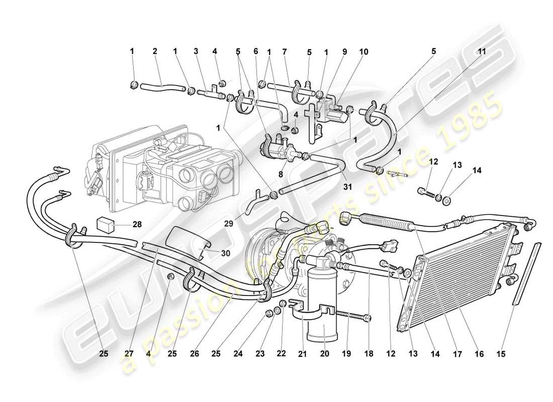 a part diagram from the lamborghini murcielago coupe (2005) parts catalogue