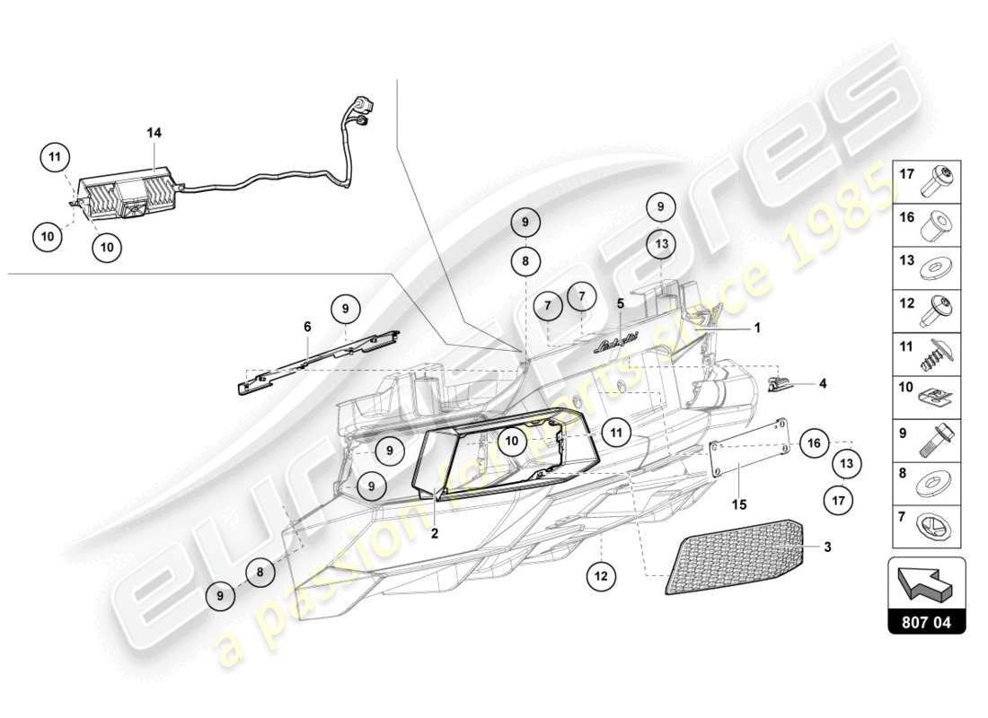 lamborghini 2014 (lp700-4 roadster) bumper, complete part diagram