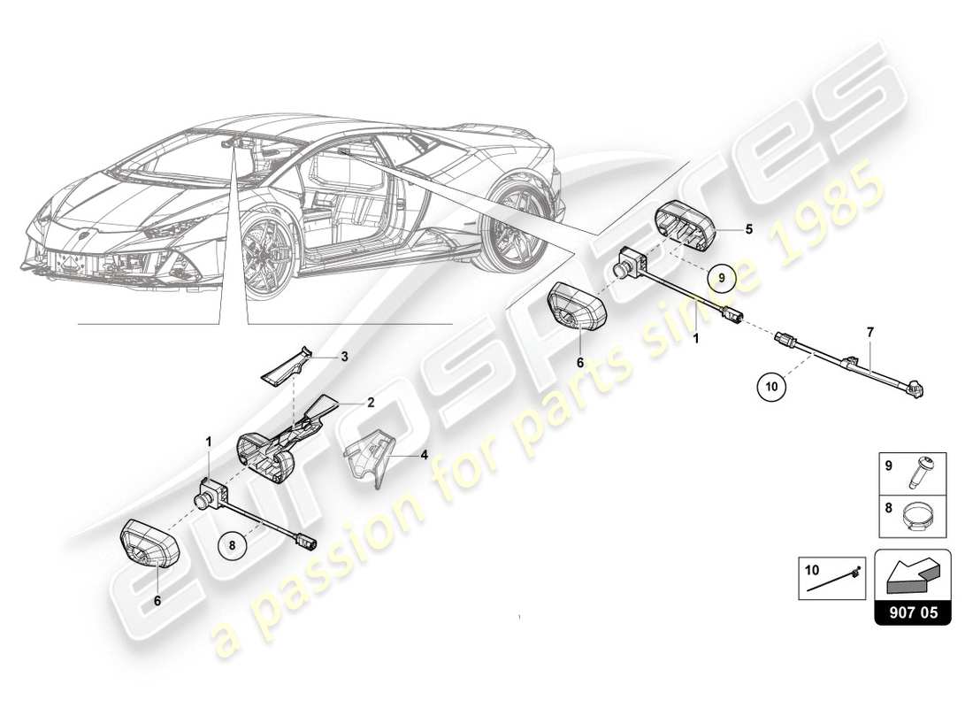 lamborghini 2020 (evo spyder 2wd) electrical parts for video recording and telemetry system part diagram