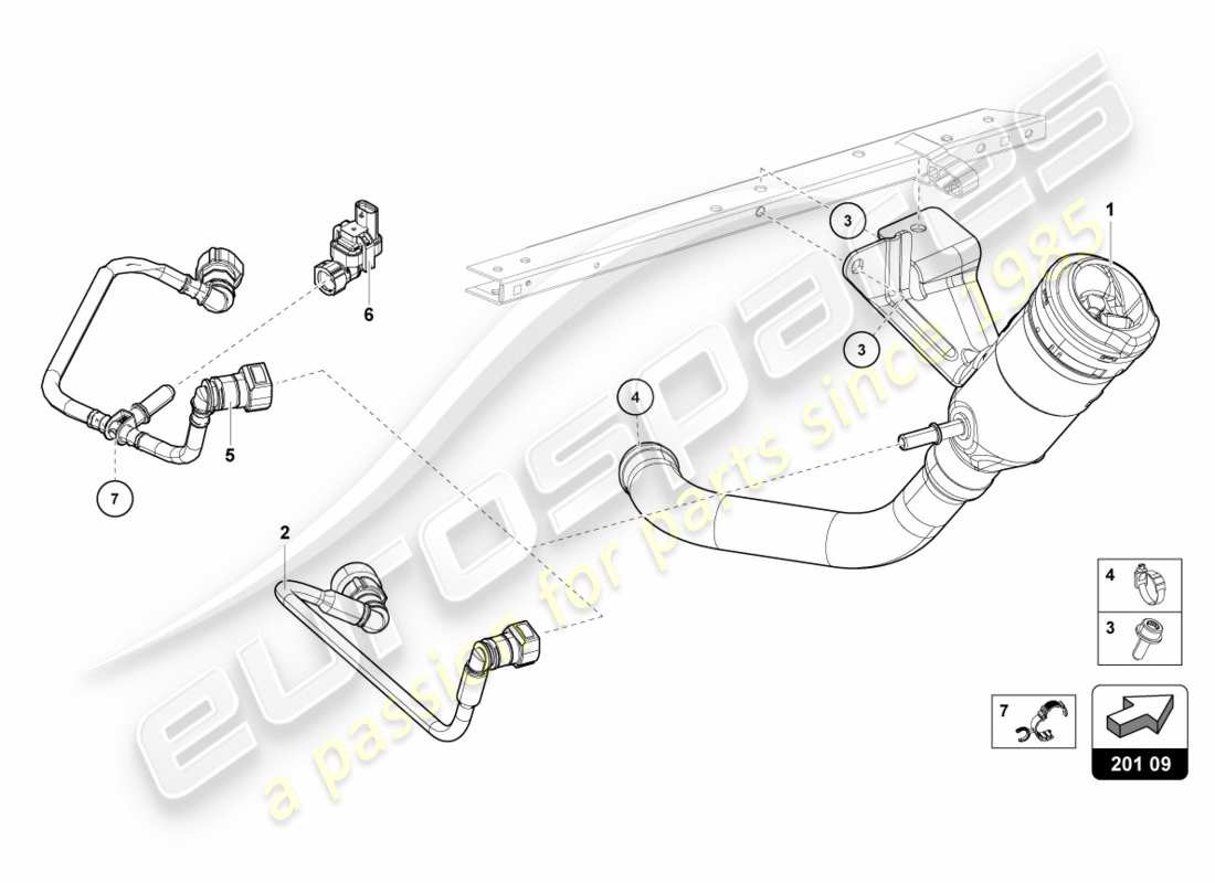 lamborghini lp610-4 spyder (2019) fuel filler neck parts diagram