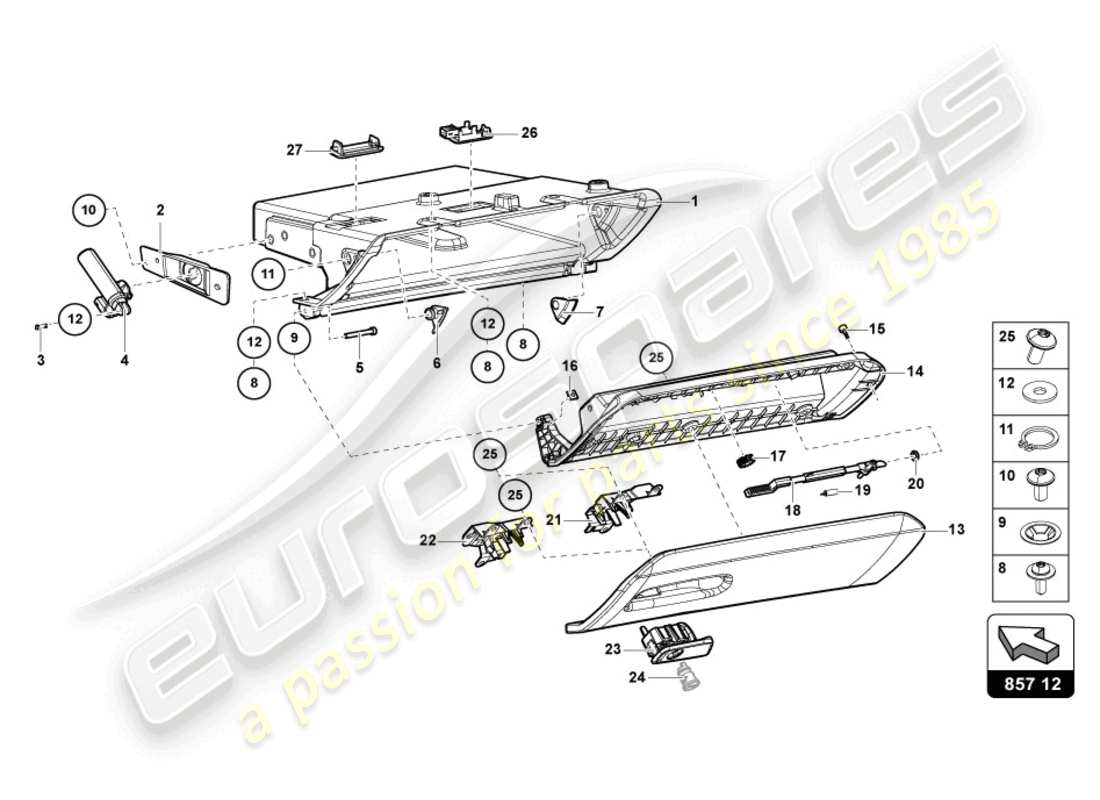 lamborghini 2020 (lp770-4 svj coupe) glove box part diagram