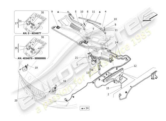 a part diagram from the maserati quattroporte m156 (2017 onwards) parts catalogue