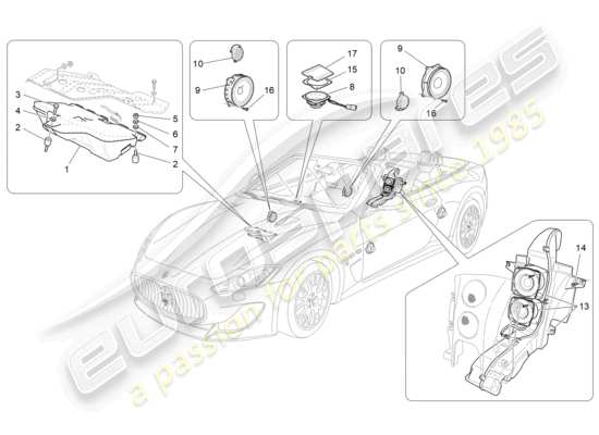 a part diagram from the maserati grancabrio parts catalogue